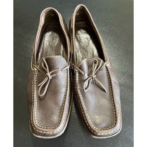 Tod's Boat Shoe Mens 11 Brown Loafer Driving Moc Pebble Leather Gum Sole Preppy